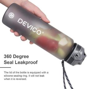 img 1 attached to 🚴 DEVICO 32oz Water Bottle with Time Marker for Cycling, Running, Camping, Office Work - BPA Free, Frosted Tritan Plastic, Fast Flow & Leak Proof Flip Lid