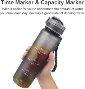 img 2 attached to 🚴 DEVICO 32oz Water Bottle with Time Marker for Cycling, Running, Camping, Office Work - BPA Free, Frosted Tritan Plastic, Fast Flow & Leak Proof Flip Lid