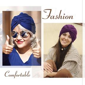 img 1 attached to SATINIOR Turbans Fashion Pleated Headwrap Outdoor Recreation for Climbing