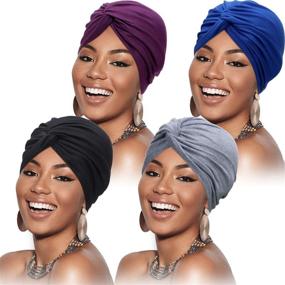 img 4 attached to SATINIOR Turbans Fashion Pleated Headwrap Outdoor Recreation for Climbing