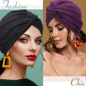 img 3 attached to SATINIOR Turbans Fashion Pleated Headwrap Outdoor Recreation for Climbing