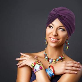 img 2 attached to SATINIOR Turbans Fashion Pleated Headwrap Outdoor Recreation for Climbing