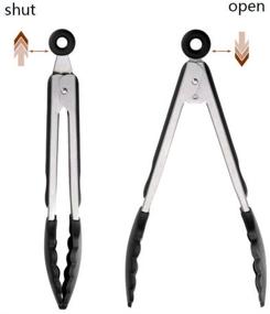 img 2 attached to 🍴 Premium Stainless Steel Silicone Kitchen Tongs Set - 14, 16 Inch Heavy Duty, KEKU Non-stick Tongs for Cooking, Grilling, BBQ - Serving and Feeding Set for Your Kitchen Collection, Black