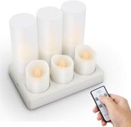 enhanced rechargeable tea lights: set of 6 led flameless christmas candles with remote timer and charging holder - perfect for outdoor, halloween, and pumpkin light decorations логотип