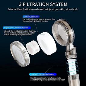 img 3 attached to 🚿 Fvorie Triple Filtration Shower Head: High Pressure & Water Saving, with Unique Waterline Effect - Ideal for Dry Skin & Hair, Includes Bonus PP Cotton Filter Replacement
