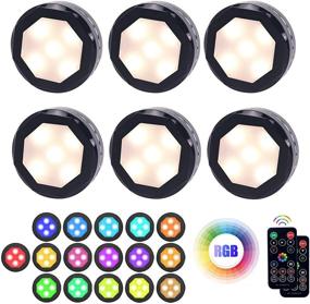 img 4 attached to UYICOO LED Puck Lights: Wireless Color Changing Under Cabinet Lighting with Remote 🔦 Control - 6 Pack, Battery Operated Stick on Lights for Closet, Dimmable & Timer Function.