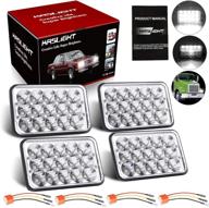 🚛 kaslight 4pcs 4x6 led headlights with h4 socket for peterbilt, kenworth, ford, and chevrolet: h4651/h4652/h4656/h4666/h6545 logo
