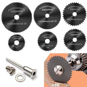 img 4 attached to 🪚 6 Piece Rotary Drill Saw Blades Set - Steel Saw Disc Wheel Cutting Blades with 1/8" Straight Shank Mandrel for Dremel Drills and Rotary Tools (Power Tools Excluded)