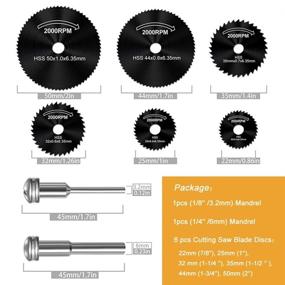 img 1 attached to 🪚 6 Piece Rotary Drill Saw Blades Set - Steel Saw Disc Wheel Cutting Blades with 1/8" Straight Shank Mandrel for Dremel Drills and Rotary Tools (Power Tools Excluded)