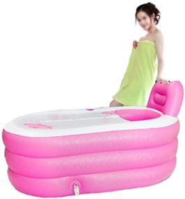 img 2 attached to 🛀 Adult Portable Foldable Inflatable Bathtub SPA - Free Standing Tub with Electric Air Pump (Pink)