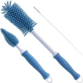 img 4 attached to 🧼 Efficient 12" Silicone Brush for All Your Bottle Cleaning Needs - Set of 3 Blue Brushes