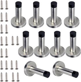 img 3 attached to 🚪 Sumnacon Stainless Steel Door Stopper - 10 pcs Wall Mount Door Stop, Sound Dampening Rubber Bumper, Brushed Finish - Contemporary Safety Door Holder with Hardware Screws, 3.5 Inch Height