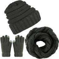 knitted scarf beanie hat and gloves set - aneco winter warm combo for men & women's, soft stretch hat scarf and mitten set logo