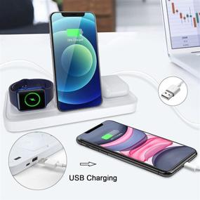 img 1 attached to 🔌 4 in 1 Wireless Charger: Fast Qi Charging Station for iPhone 12/11 Series, Apple Watch, AirPods Pro, Samsung