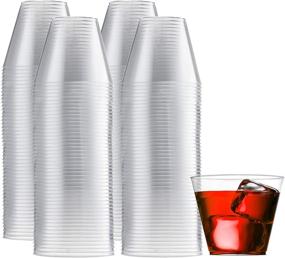 img 2 attached to 🥂 200 Clear Plastic Cups 9 Oz Old Fashioned Tumblers for Fancy Disposable Wedding Party Cups - Recyclable & BPA-Free