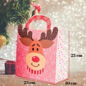 img 3 attached to NIMU Set of 12 Christmas Bags with Handles, Extra Ribbons, Special Design – Reusable Craft Paper Bags for Presents