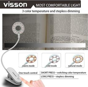 img 2 attached to 📚 Visson Stepless Dimming Book Light: 12 LED Reading Lights with Magnetic Rechargeable Clip-on - Ideal for Bookworms & Kids, 3 Color Temperatures