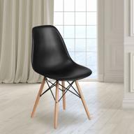 🪑 черный пластиковый стул с деревянными ножками от компании flash furniture, серия элон логотип