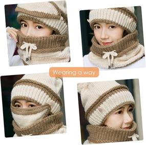 img 2 attached to 🧣 Women's Winter Beanie Hat Scarf Mask Set - Warm Knitted 3-in-1 Slouchy Snow Cap with Infinity Scarves