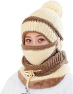 🧣 women's winter beanie hat scarf mask set - warm knitted 3-in-1 slouchy snow cap with infinity scarves logo