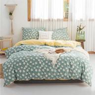 🌼 sage green floral twin duvet cover set - soft cotton bedding with daisy floral print and modern botanical comfort. zipper closure ensures convenience. logo