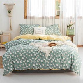 img 4 attached to 🌼 Набор одеял с одеялами Sage Green Floral Twin - мягкое хлопковое постельное белье с цветочным принтом Daisy и современным ботаническим комфортом. Застежка-молния обеспечивает удобство.
