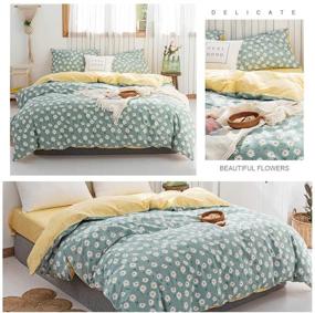 img 1 attached to 🌼 Набор одеял с одеялами Sage Green Floral Twin - мягкое хлопковое постельное белье с цветочным принтом Daisy и современным ботаническим комфортом. Застежка-молния обеспечивает удобство.
