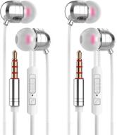 in ear headphones wired headphone metal stereo heave bass earphones with micphone mic with volume control (silvery 2pairs) logo