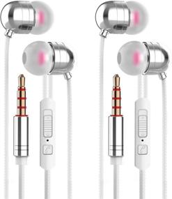 img 4 attached to In Ear Headphones Wired Headphone Metal Stereo Heave Bass Earphones With Micphone Mic With Volume Control (Silvery 2Pairs)