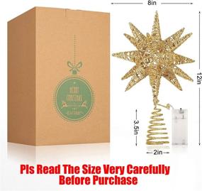 img 3 attached to Gold LED Lighted Moravian Star Tree Topper for Xmas Holiday Modern Decor - Clearance