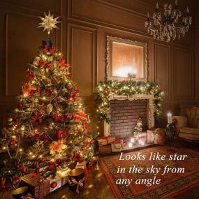 img 1 attached to Gold LED Lighted Moravian Star Tree Topper for Xmas Holiday Modern Decor - Clearance
