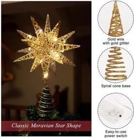 img 2 attached to Gold LED Lighted Moravian Star Tree Topper for Xmas Holiday Modern Decor - Clearance