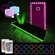 🌽 evertine led cornhole board lights - 16 color changing, waterproof case - cornhole ring lights & edge lights for outdoor toss game - standard cornhole boards 4ftx2ft - 2 sets remote control логотип