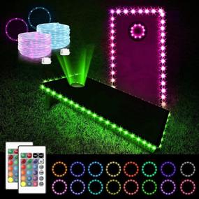 img 4 attached to 🌽 Evertine LED Cornhole Board Lights - 16 Color Changing, Waterproof Case - Cornhole Ring Lights & Edge Lights for Outdoor Toss Game - Standard Cornhole Boards 4ftx2ft - 2 Sets Remote Control