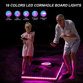 img 3 attached to 🌽 Evertine LED Cornhole Board Lights - 16 Color Changing, Waterproof Case - Cornhole Ring Lights & Edge Lights for Outdoor Toss Game - Standard Cornhole Boards 4ftx2ft - 2 Sets Remote Control