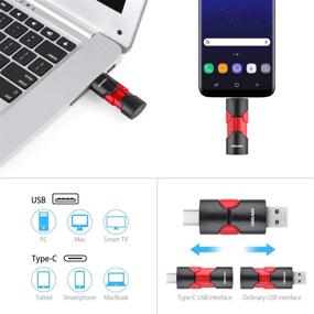 img 3 attached to 💻 DISAIN 64GB Двойной накопитель USB 3.0 Type-C 3.1 Gen 1 Flash Drive - Черный и красный, для компьютеров.