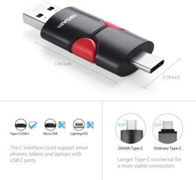 img 1 attached to 💻 DISAIN 64GB Двойной накопитель USB 3.0 Type-C 3.1 Gen 1 Flash Drive - Черный и красный, для компьютеров.