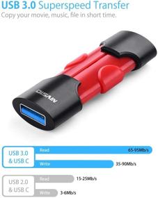 img 2 attached to 💻 DISAIN 64GB Двойной накопитель USB 3.0 Type-C 3.1 Gen 1 Flash Drive - Черный и красный, для компьютеров.