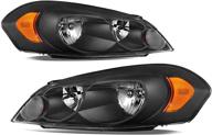🔦 черный корпус фары, замена для chevrolet monte carlo 2006-2007, chevrolet impala 2006-2013 и chevrolet impala limited 2014-2016. логотип