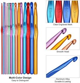 img 3 attached to 🎨 Multicolor Aluminum Handle Crochet Hooks Set - 14 Sizes for Crocheting, Knitting, and Yarn Craft -2-10mm