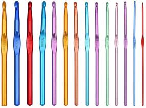 img 4 attached to 🎨 Multicolor Aluminum Handle Crochet Hooks Set - 14 Sizes for Crocheting, Knitting, and Yarn Craft -2-10mm