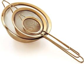 img 4 attached to 🥣 Premium Proto Future Strainer Set: Fine Mesh 18/8 Stainless Steel - 3.3″, 5.5″ and 8″ Gold Kitchen Strainers