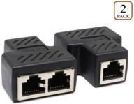 🔌 poyiccot rj45 splitter adapter, ethernet splitter 1 to 2 network adapter cat 5/cat 6 lan socket connector- pair of ethernet splitter adapters logo