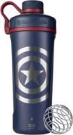 🛡️ insulated stainless steel water bottle - 26-ounce blenderbottle marvel radian shaker cup with wire whisk - captain america shield design логотип