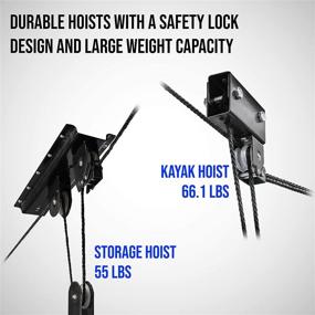img 1 attached to 🚲 Space-Saving RaxGo Kayak Hoist & Bike Ceiling Hoist Pulley System with 121 lb. Capacity - Pack of 2, Ideal for Garage Storage of Canoes, Paddleboards, Boats, Bicycles, Ladders