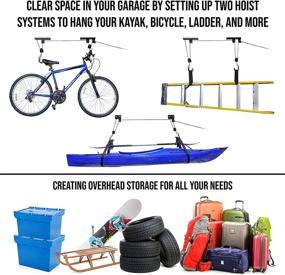 img 3 attached to 🚲 Space-Saving RaxGo Kayak Hoist & Bike Ceiling Hoist Pulley System with 121 lb. Capacity - Pack of 2, Ideal for Garage Storage of Canoes, Paddleboards, Boats, Bicycles, Ladders