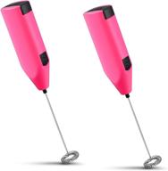 2-pack electric hand-held tumbler stirrers, battery-operated mixer for epoxy resin, coffee frother whisk with pink finish (batteries not included) логотип