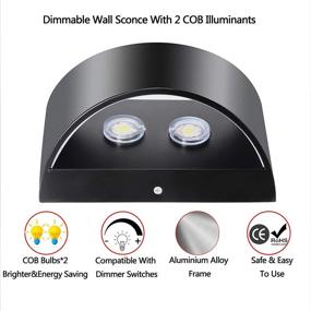 img 3 attached to 🔆 SHYVIA Dimmable Wall Sconce - Modern Black LED Up Down Wall Lamp, 12W Indoor Hallway Wall Light Fixtures for Living Room, Stair, and Bedroom, Warm White Glow