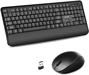 img 4 attached to Black 2.4GHz Wireless Keyboard and Mouse Combo - Ergonomic Computer Keyboard and Wireless Mouse with USB Unifying Receiver, Quiet and Ergonomic, Suitable for PC, Laptop, Windows