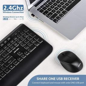 img 1 attached to Black 2.4GHz Wireless Keyboard and Mouse Combo - Ergonomic Computer Keyboard and Wireless Mouse with USB Unifying Receiver, Quiet and Ergonomic, Suitable for PC, Laptop, Windows